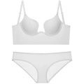 Set reggiseno push-up senza schienale a U e slip abbinato bianco senza cuciture - 70A / Completo reggiseno e mutandine / Bianco