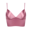 Roze satijnen bralette zonder beugel met dunne bandjes en een elegante V-halslijn - S / Oudroze