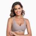Reggiseno senza cuciture color malva con scollo a V e ampia fascia di sostegno - Taglia S / Grigio