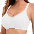 Sujetador blanco sin costuras con diseño jacquard y bordes ondulados en modelo - S / Blanco