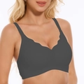 Sujetador jacquard gris oscuro sin aros con bordes festoneados y tirantes anchos - S / Negro