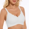 Sujetador blanco sin costuras ni aros con bordes ondulados y patrón de jacquard - S / Blanco