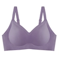 Seamless purple wire-free bra featuring vertical rib texture and adjustable straps - Purple