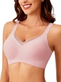 Sujetador sin costuras rosa claro con cuello en V sin aros y detalles de malla fina - 3XL / Rosa