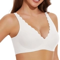 Sujetador blanco sin costuras ni aros con bordes festoneados y diseño estilo chaleco - S / Blanco