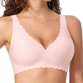 Light pink seamless jelly bra with scalloped edges and high elasticity for women - Pink