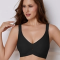 Reggiseno nero senza cuciture taglie forti senza ferretto con supporto in gel e spalline - S / Nero