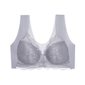 Light purple plus size lace nursing bra with front closure and floral embroidery - 3XL / Silver Gray