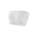 Detailed view of white seamless bandeau top featuring ribbed edges and central ruching - S / White