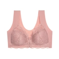 Dusty pink lace plus size nursing bra with front buckle and wide straps in a floral design - 3XL / Pink
