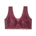 Lace plus size front buckle push-up nursing bra in deep red wine color finish - 3XL / Burgundy