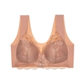 Lace plus size push-up nursing bra with front buckle closure in skin color - 3XL / Coffee