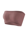Women's strapless seamless tube top in dusty pink rib knit stretch fabric - S / Burgundy