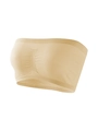 Seamless double-layer strapless tube top in nude beige with ribbed hem and high stretch - S / Nude