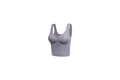 Light purple seamless sports bra with wide straps and U-neckline in stretchy fabric - S / Dark Gray
