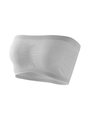 Light gray strapless bandeau bra with ribbed edges and ruched center detailing - S / Gray