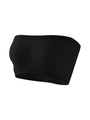 Elastic black tube top with vertical center ruching and supportive ribbed edges - S / Black