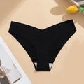 String sans couture en soie glacée noire pour femme avec taille en V et doublure coton - S / Noir