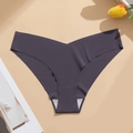 String en soie glacée sans couture gris anthracite, coupe basse en V avec doublure coton - S / Gris Bleu