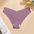 String sans couture en soie glacée pour femme taille basse violet foncé avec gousset en coton - S / Violet