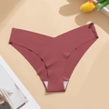 Tanga sans couture en soie glacée rouge brique pour femme avec entrejambe en coton - S / Rouge Brique