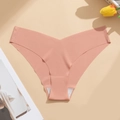 Tanga sans couture en soie glacée rose corail pour femmes avec doublure en coton - S / Peau Rougeâtre