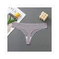 Seamless dark grey ice silk thong for women with a low-waist and cotton crotch - S / Gray