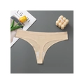 Seamless nude thong for women featuring low waist design and cotton crotch lining - S / Nude