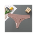 Seamless ice silk thong for women in dusty rose with pure cotton crotch lining - S / Light Coffee