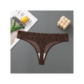Seamless leopard print thong for women with low waist ice silk fabric and cotton crotch - S / Leopard Print