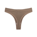 Women's seamless brown thong with ribbed fabric texture and low waist design - Light Coffee