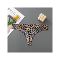 Sexy seamless low-rise leopard print thong for women with cotton crotch and soft ice silk - S / Yellow Leopard