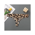 Seamless low-waisted leopard print thong for women with a comfortable cotton crotch - S / Tan Leopard