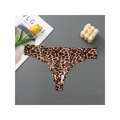 Seamless leopard print thong for women with low-waisted sleek finish - S / Pink Leopard