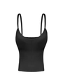 Slim fit black seamless camisole with thin straps and structured stitching details - M / Black