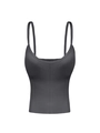 Dark grey seamless camisole bra top with slimming fit and adjustable thin straps - S / Dark Gray