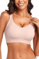 Seamless push-up wire-free bra in nude pink with supportive ribbed wave edges - XL / Skin Color