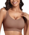 Seamless push up bra in dark coffee brown with full coverage and ribbed underband - 4XL / Coffee