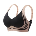 Reggiseno senza ferretti in nero e beige con linee decorative laterali a forma di ala - 3XL / Nero