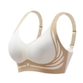 Reggiseno bianco senza ferretto con finiture beige e spalline regolabili da donna - 3XL / Bianco/Nudo