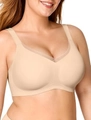 Women's seamless non-wired V-mesh comfort bra in beige with supportive full cup fit - 3XL / Skin Color