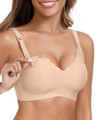 Seamless nude nursing bra with scalloped edges and convenient breastfeeding front clips - S / Nude