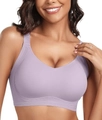 Lavender seamless push up bra with wide straps and textured support panels on the side - Light Purple