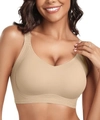 Seamless push up bra in nude skin tone with wide straps and wireless comfort design - Semolina