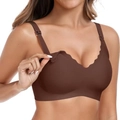 Coffee brown seamless nursing bra with scalloped edges and easy-open breastfeeding buckles - XL / Coffee