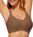 Sujetador push-up sin aros marrón chocolate con tirantes anchos y diseño sin costuras - XL / café