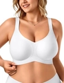 Plus size seamless white wire-free bra with wide straps for comfort and support - White