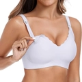 Seamless light purple nursing bra featuring easy one-hand maternity clips for breastfeeding - Light Gray