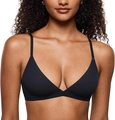Reggiseno a triangolo nero senza cuciture con spalline sottili regolabili quotidiano - M / Nero