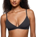 Sleek charcoal grey wire-free triangle bralette with adjustable straps for women - Graphite Gray